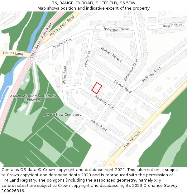 76, RANGELEY ROAD, SHEFFIELD, S6 5DW: Location map and indicative extent of plot
