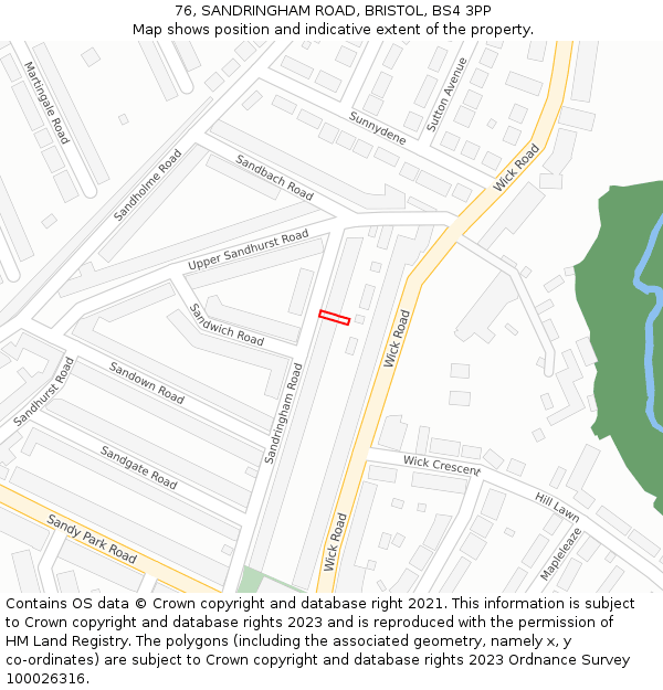 76, SANDRINGHAM ROAD, BRISTOL, BS4 3PP: Location map and indicative extent of plot
