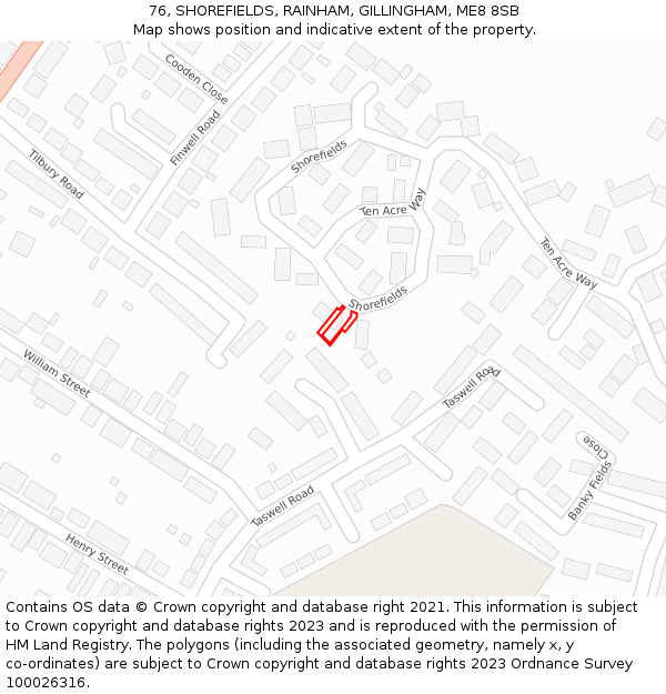 76, SHOREFIELDS, RAINHAM, GILLINGHAM, ME8 8SB: Location map and indicative extent of plot