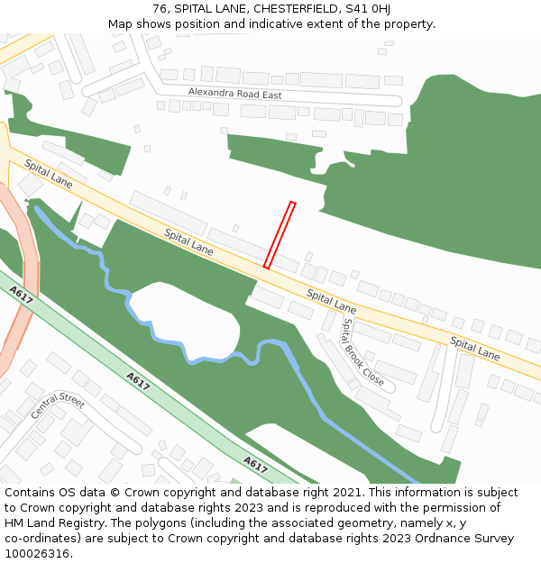 76, SPITAL LANE, CHESTERFIELD, S41 0HJ: Location map and indicative extent of plot