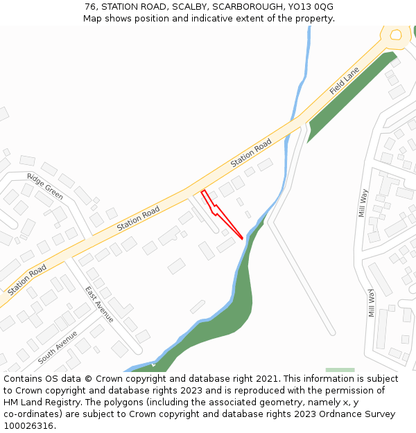 76, STATION ROAD, SCALBY, SCARBOROUGH, YO13 0QG: Location map and indicative extent of plot