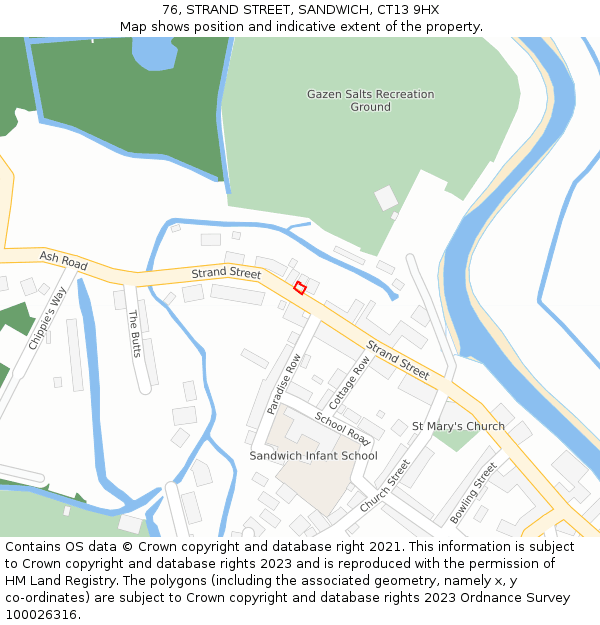 76, STRAND STREET, SANDWICH, CT13 9HX: Location map and indicative extent of plot