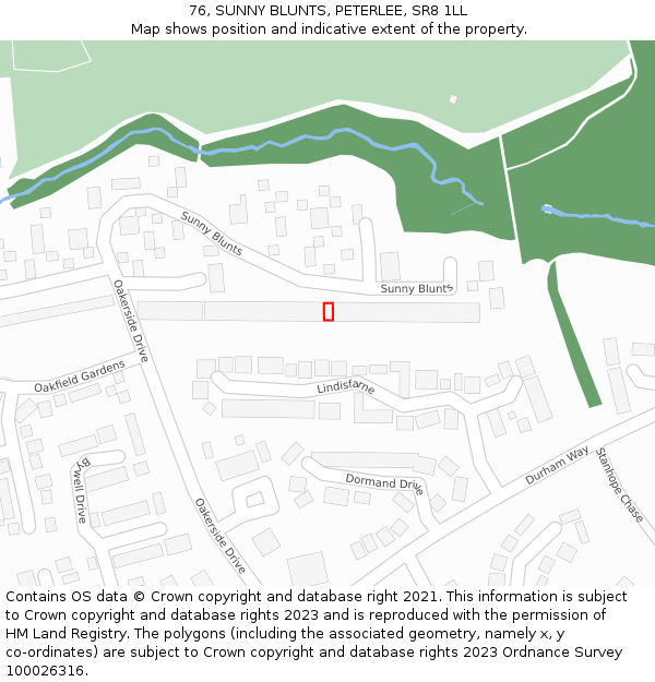 76, SUNNY BLUNTS, PETERLEE, SR8 1LL: Location map and indicative extent of plot