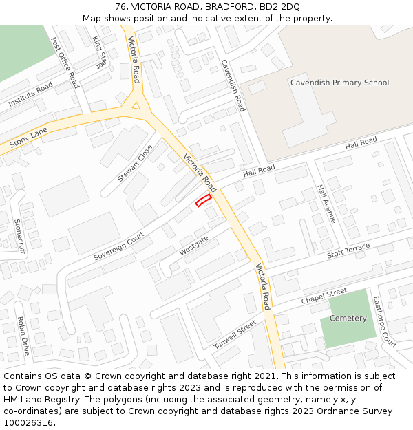 76, VICTORIA ROAD, BRADFORD, BD2 2DQ: Location map and indicative extent of plot