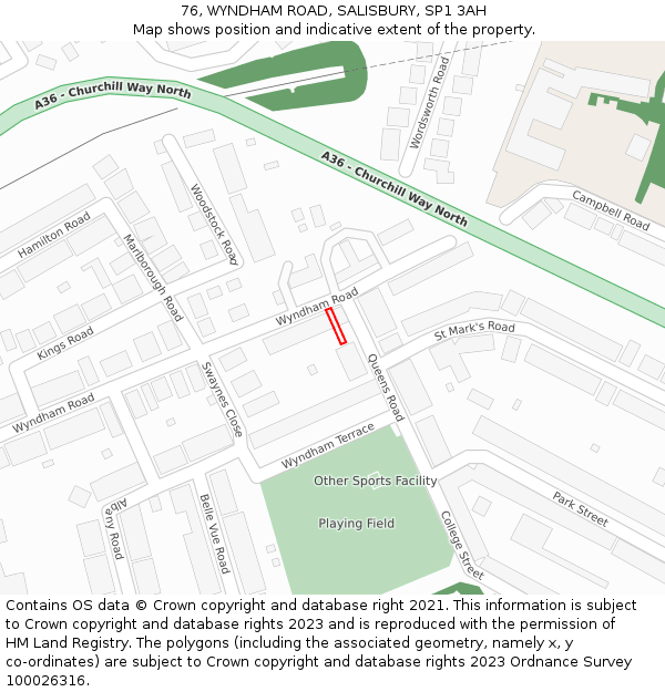 76, WYNDHAM ROAD, SALISBURY, SP1 3AH: Location map and indicative extent of plot