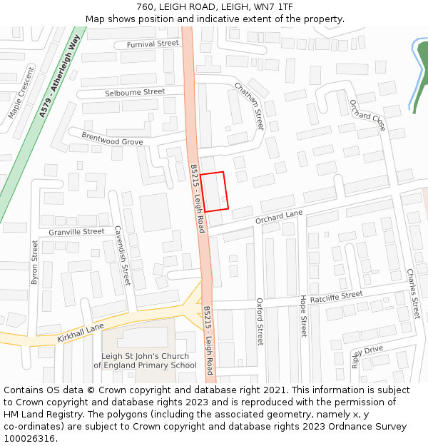760, LEIGH ROAD, LEIGH, WN7 1TF: Location map and indicative extent of plot