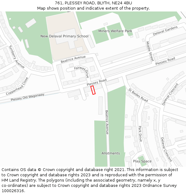 761, PLESSEY ROAD, BLYTH, NE24 4BU: Location map and indicative extent of plot
