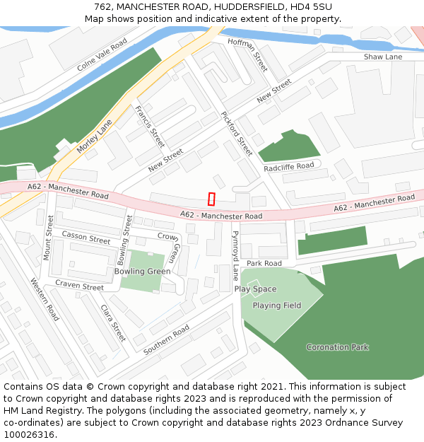 762, MANCHESTER ROAD, HUDDERSFIELD, HD4 5SU: Location map and indicative extent of plot
