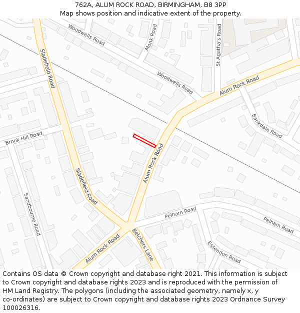 762A, ALUM ROCK ROAD, BIRMINGHAM, B8 3PP: Location map and indicative extent of plot