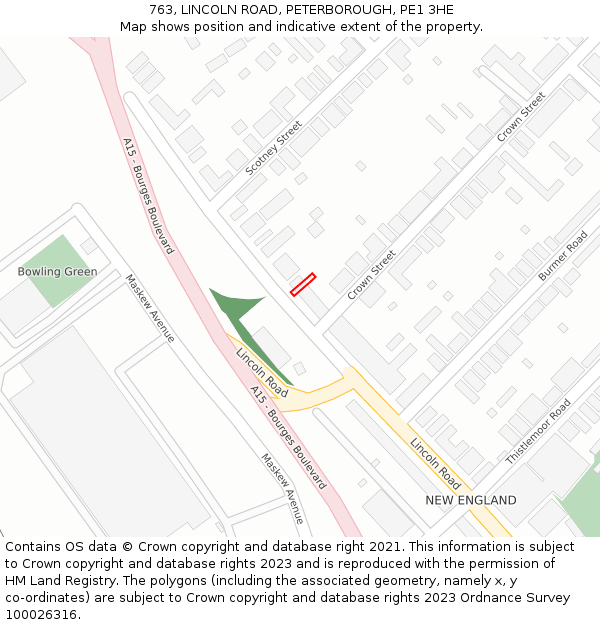 763, LINCOLN ROAD, PETERBOROUGH, PE1 3HE: Location map and indicative extent of plot