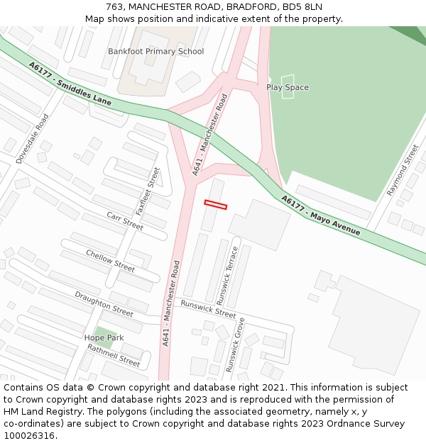 763, MANCHESTER ROAD, BRADFORD, BD5 8LN: Location map and indicative extent of plot
