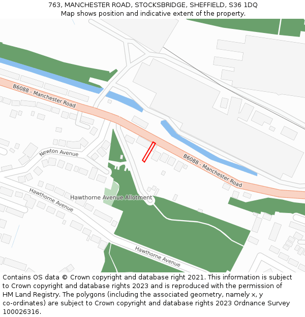 763, MANCHESTER ROAD, STOCKSBRIDGE, SHEFFIELD, S36 1DQ: Location map and indicative extent of plot