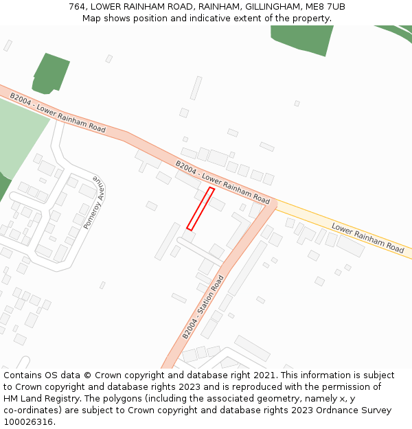 764, LOWER RAINHAM ROAD, RAINHAM, GILLINGHAM, ME8 7UB: Location map and indicative extent of plot