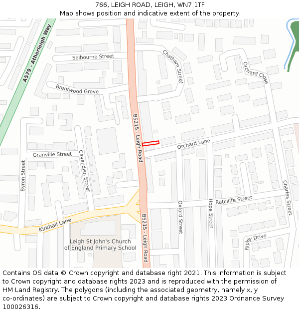 766, LEIGH ROAD, LEIGH, WN7 1TF: Location map and indicative extent of plot