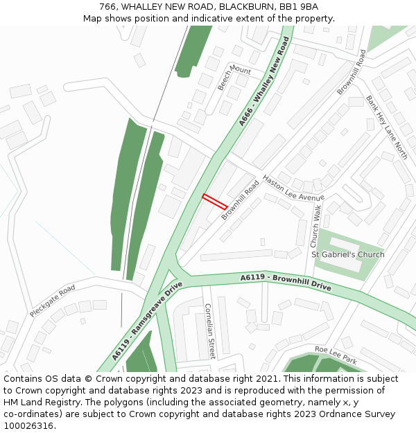 766, WHALLEY NEW ROAD, BLACKBURN, BB1 9BA: Location map and indicative extent of plot