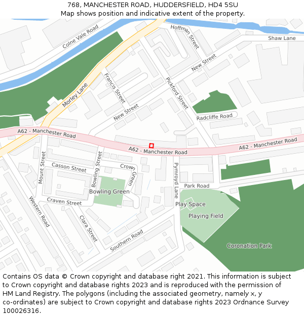 768, MANCHESTER ROAD, HUDDERSFIELD, HD4 5SU: Location map and indicative extent of plot