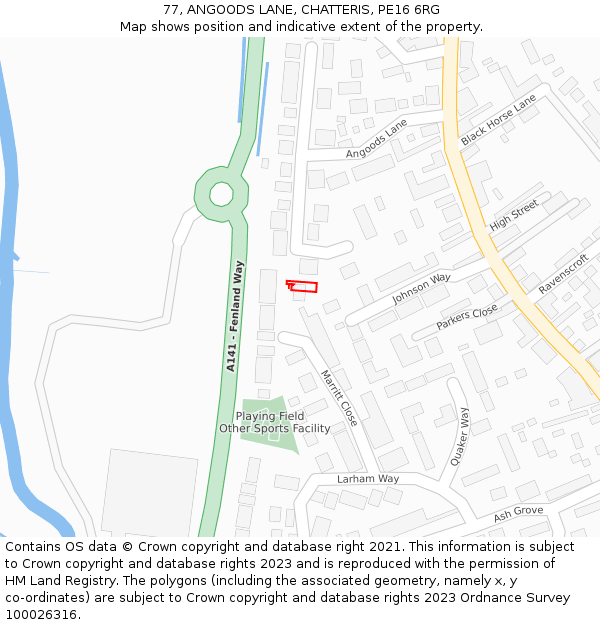 77, ANGOODS LANE, CHATTERIS, PE16 6RG: Location map and indicative extent of plot