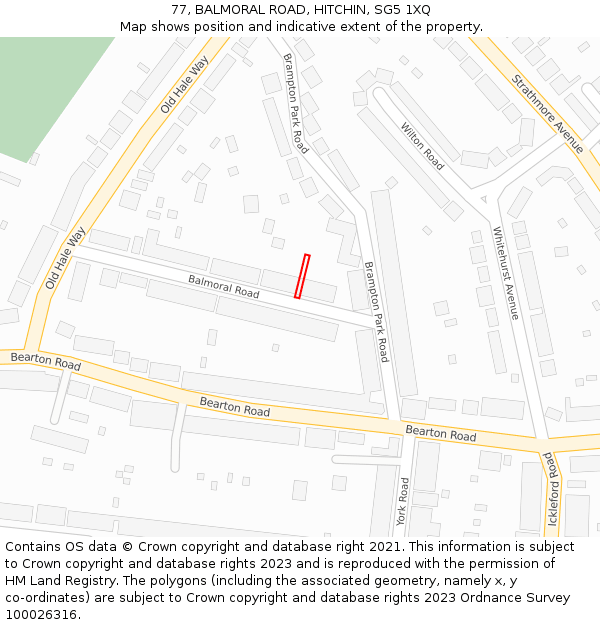 77, BALMORAL ROAD, HITCHIN, SG5 1XQ: Location map and indicative extent of plot