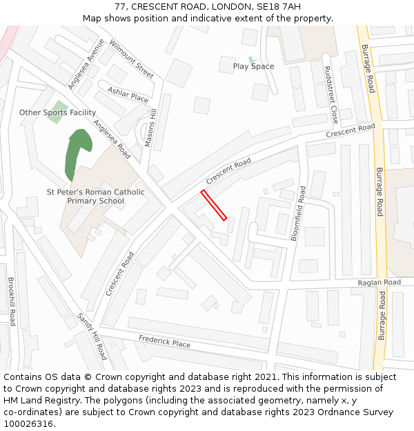77, CRESCENT ROAD, LONDON, SE18 7AH: Location map and indicative extent of plot