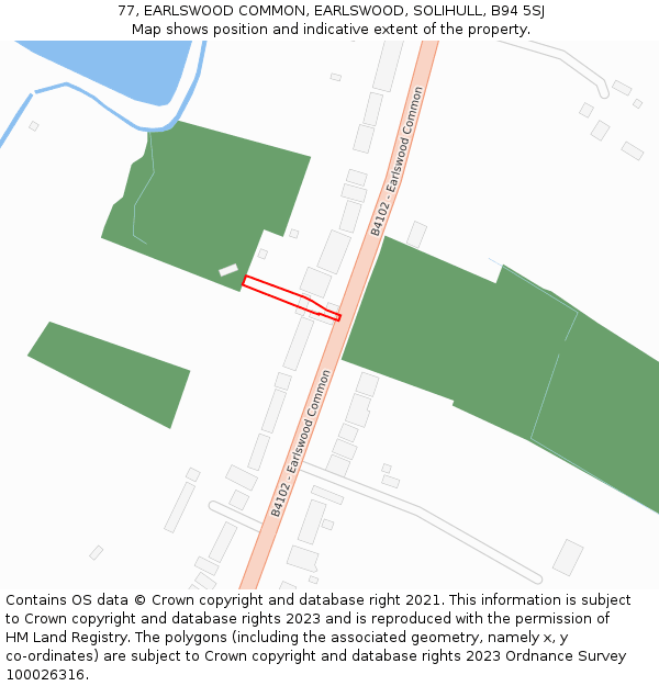 77, EARLSWOOD COMMON, EARLSWOOD, SOLIHULL, B94 5SJ: Location map and indicative extent of plot
