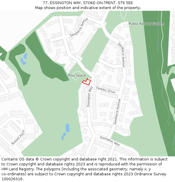 77, ESSINGTON WAY, STOKE-ON-TRENT, ST6 5EE: Location map and indicative extent of plot