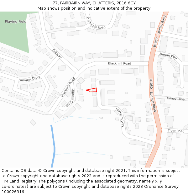 77, FAIRBAIRN WAY, CHATTERIS, PE16 6GY: Location map and indicative extent of plot