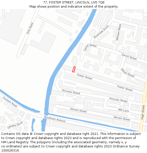 77, FOSTER STREET, LINCOLN, LN5 7QE: Location map and indicative extent of plot