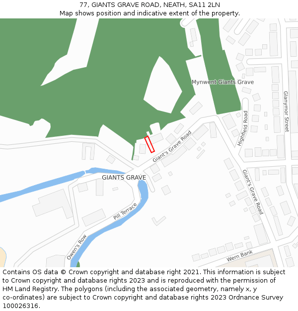 77, GIANTS GRAVE ROAD, NEATH, SA11 2LN: Location map and indicative extent of plot