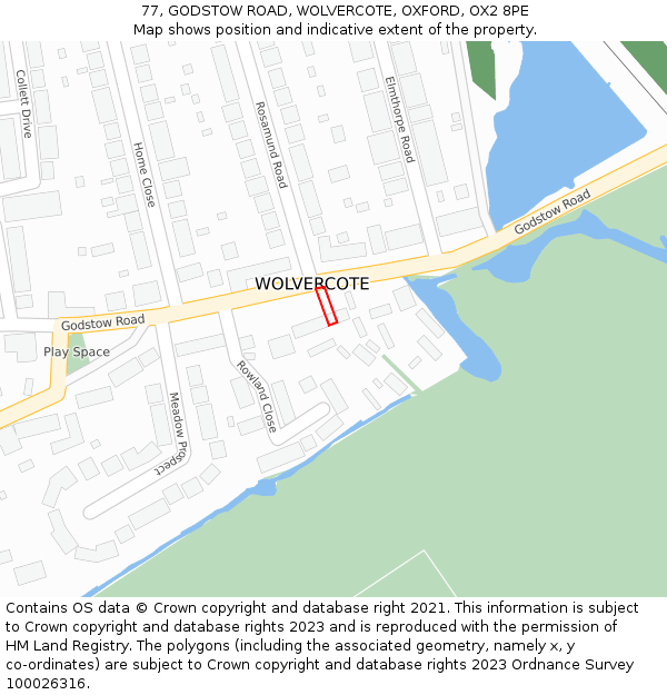 77, GODSTOW ROAD, WOLVERCOTE, OXFORD, OX2 8PE: Location map and indicative extent of plot