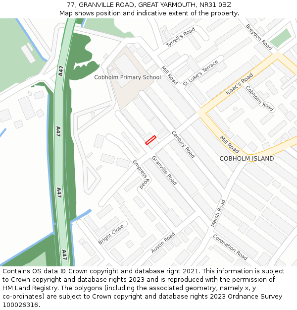 77, GRANVILLE ROAD, GREAT YARMOUTH, NR31 0BZ: Location map and indicative extent of plot