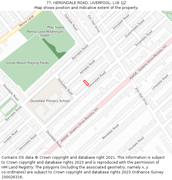 77, HERONDALE ROAD, LIVERPOOL, L18 1JZ: Location map and indicative extent of plot