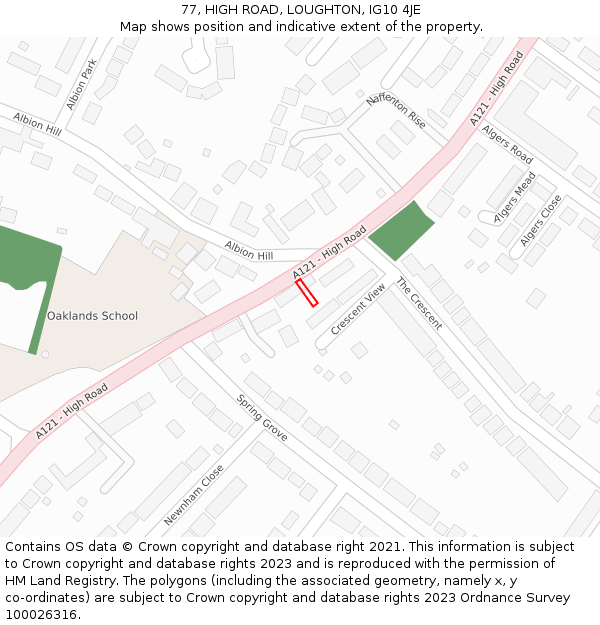 77, HIGH ROAD, LOUGHTON, IG10 4JE: Location map and indicative extent of plot