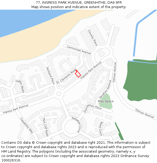 77, INGRESS PARK AVENUE, GREENHITHE, DA9 9FR: Location map and indicative extent of plot