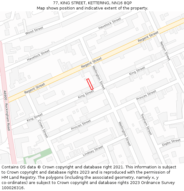 77, KING STREET, KETTERING, NN16 8QP: Location map and indicative extent of plot