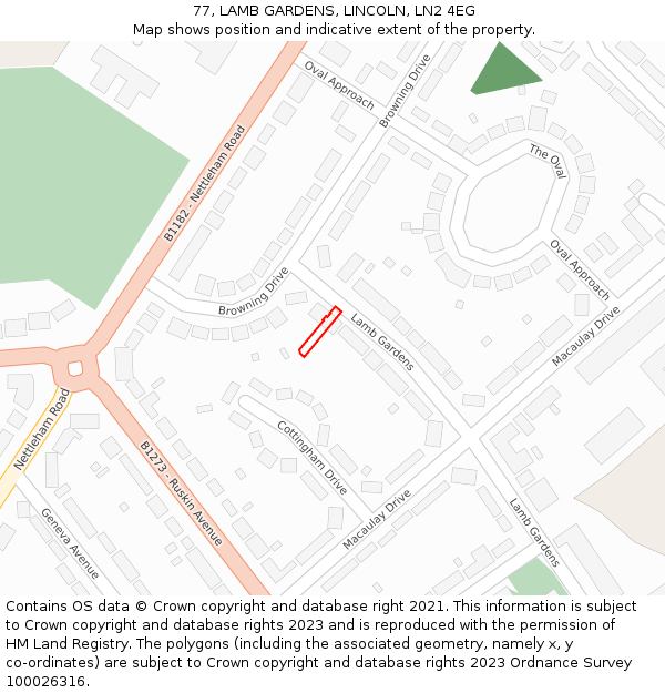 77, LAMB GARDENS, LINCOLN, LN2 4EG: Location map and indicative extent of plot