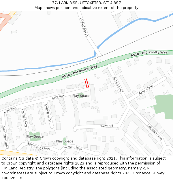 77, LARK RISE, UTTOXETER, ST14 8SZ: Location map and indicative extent of plot