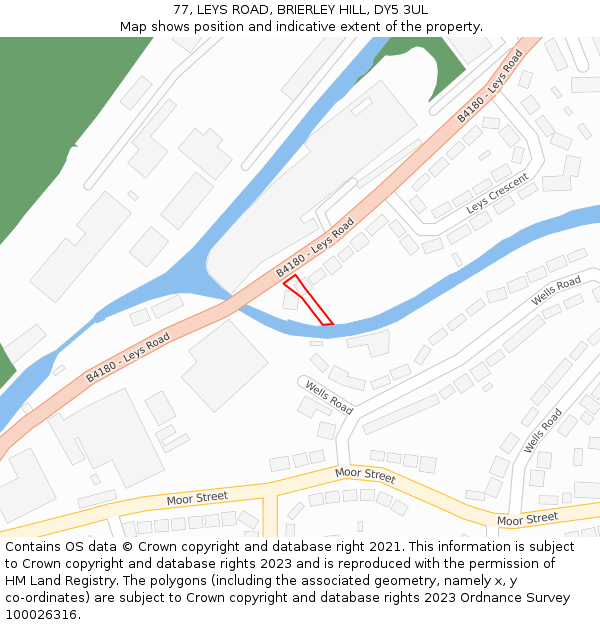 77, LEYS ROAD, BRIERLEY HILL, DY5 3UL: Location map and indicative extent of plot