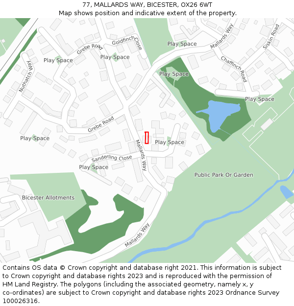 77, MALLARDS WAY, BICESTER, OX26 6WT: Location map and indicative extent of plot