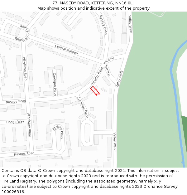 77, NASEBY ROAD, KETTERING, NN16 0LH: Location map and indicative extent of plot