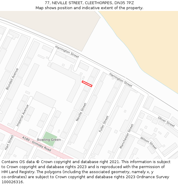 77, NEVILLE STREET, CLEETHORPES, DN35 7PZ: Location map and indicative extent of plot