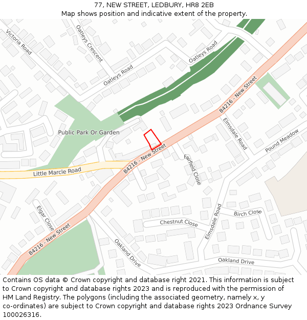 77, NEW STREET, LEDBURY, HR8 2EB: Location map and indicative extent of plot