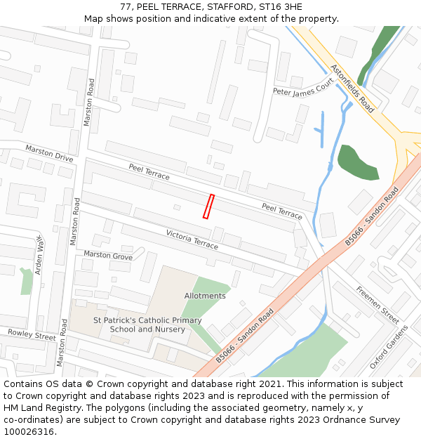 77, PEEL TERRACE, STAFFORD, ST16 3HE: Location map and indicative extent of plot