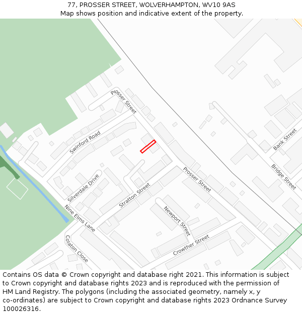 77, PROSSER STREET, WOLVERHAMPTON, WV10 9AS: Location map and indicative extent of plot