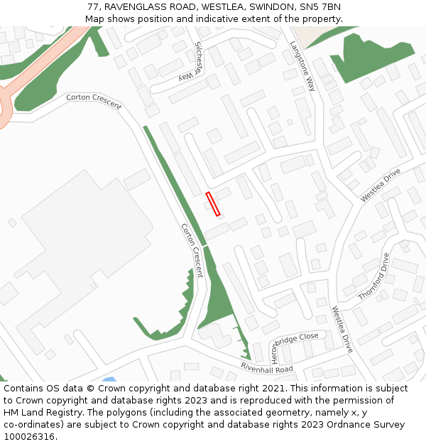 77, RAVENGLASS ROAD, WESTLEA, SWINDON, SN5 7BN: Location map and indicative extent of plot