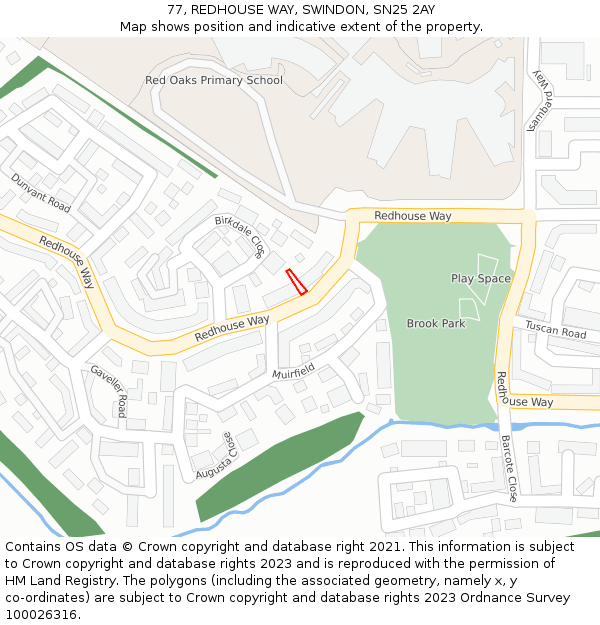 77, REDHOUSE WAY, SWINDON, SN25 2AY: Location map and indicative extent of plot