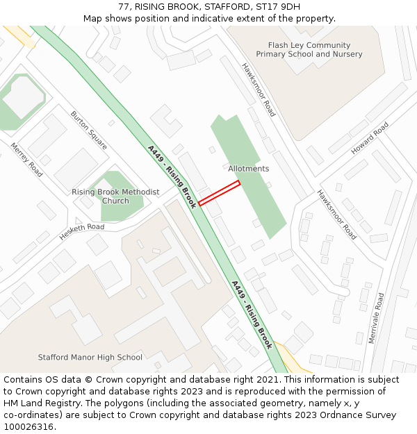 77, RISING BROOK, STAFFORD, ST17 9DH: Location map and indicative extent of plot