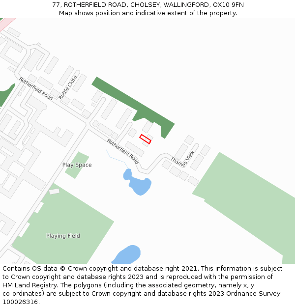 77, ROTHERFIELD ROAD, CHOLSEY, WALLINGFORD, OX10 9FN: Location map and indicative extent of plot