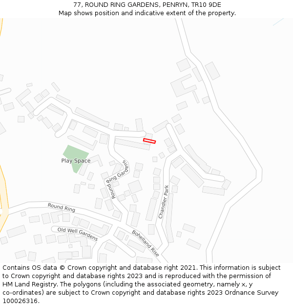 77, ROUND RING GARDENS, PENRYN, TR10 9DE: Location map and indicative extent of plot