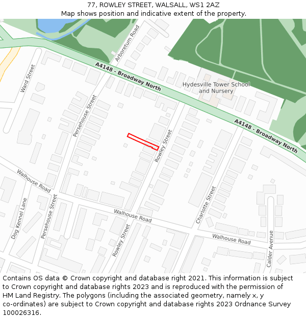 77, ROWLEY STREET, WALSALL, WS1 2AZ: Location map and indicative extent of plot