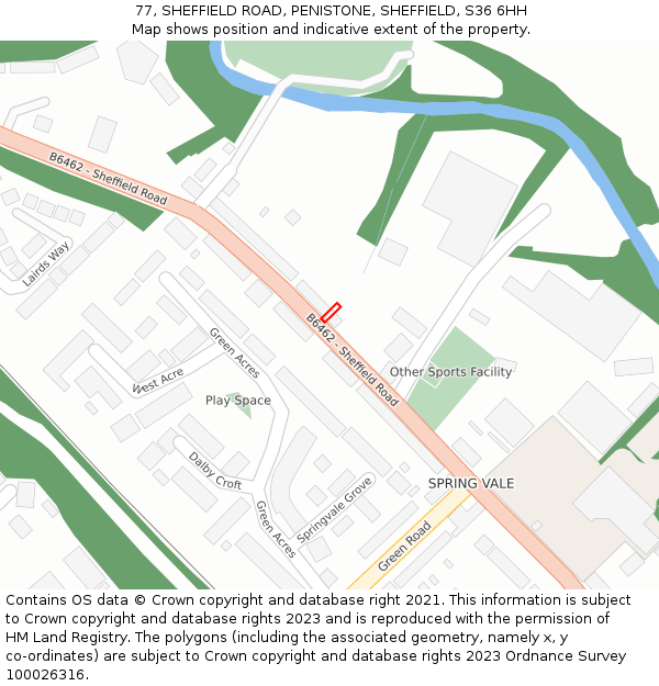 77, SHEFFIELD ROAD, PENISTONE, SHEFFIELD, S36 6HH: Location map and indicative extent of plot